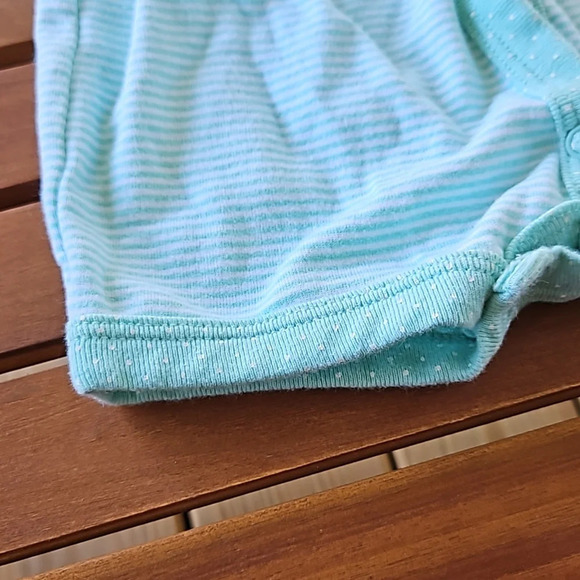 Carter's Teal White Stripped Baby Girl Flamingo Cotton Romper 3M - Picture 4 of 7